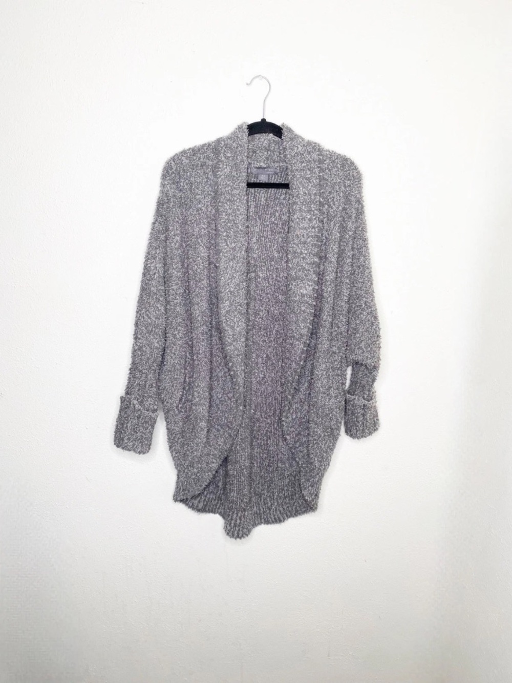 Barefoot Dreams Cardigan CozyChic Lite Open Front M Charcoal Soft Knit